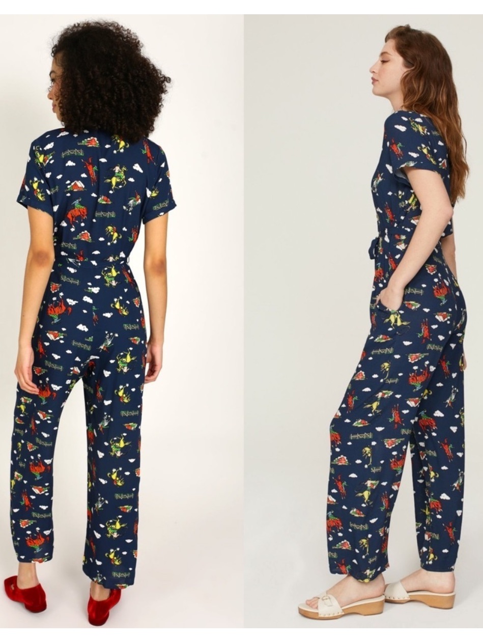 Hvn Western Rodeo Print Short Sleeve Button Up Cowgirl Kitschy Cute Jumpsuit 10 — image 7 of 8